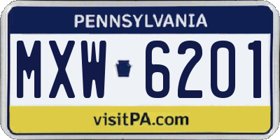 PA license plate MXW6201