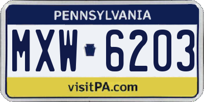 PA license plate MXW6203