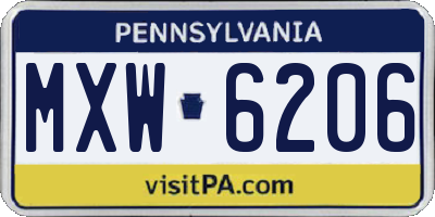 PA license plate MXW6206