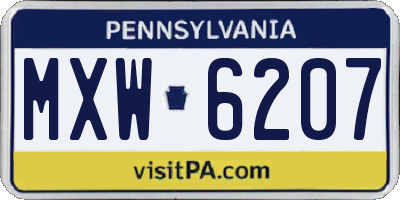PA license plate MXW6207