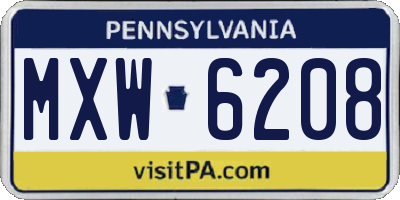 PA license plate MXW6208