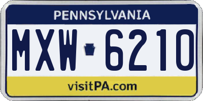 PA license plate MXW6210