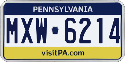 PA license plate MXW6214