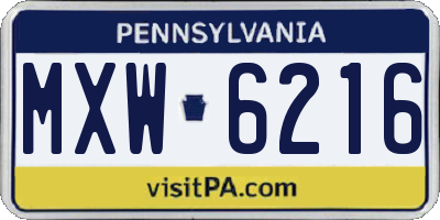 PA license plate MXW6216