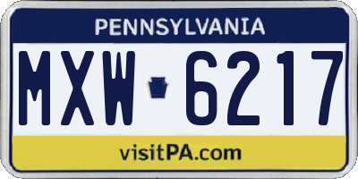 PA license plate MXW6217