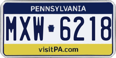 PA license plate MXW6218