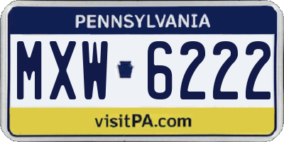 PA license plate MXW6222