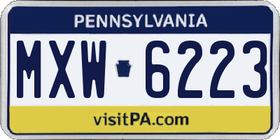PA license plate MXW6223