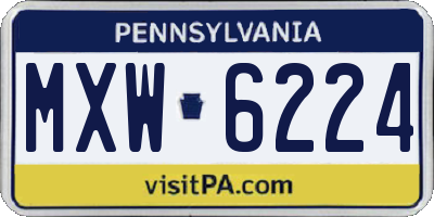 PA license plate MXW6224