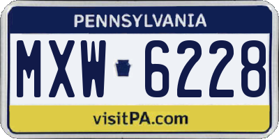 PA license plate MXW6228