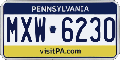 PA license plate MXW6230