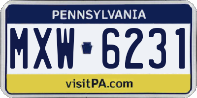 PA license plate MXW6231