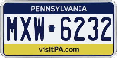 PA license plate MXW6232