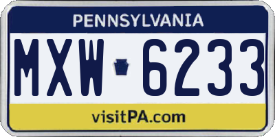 PA license plate MXW6233