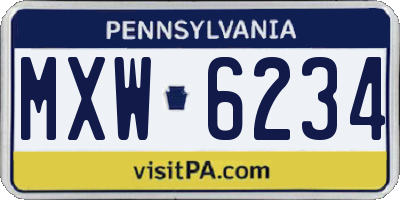 PA license plate MXW6234