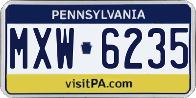 PA license plate MXW6235