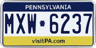 PA license plate MXW6237