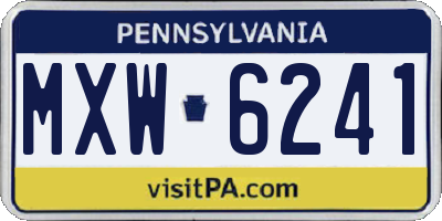 PA license plate MXW6241
