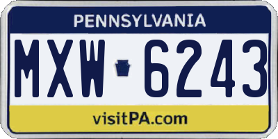 PA license plate MXW6243