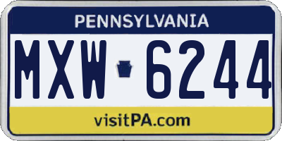 PA license plate MXW6244
