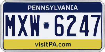 PA license plate MXW6247