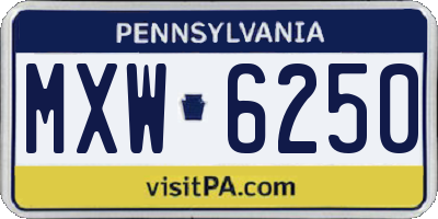PA license plate MXW6250