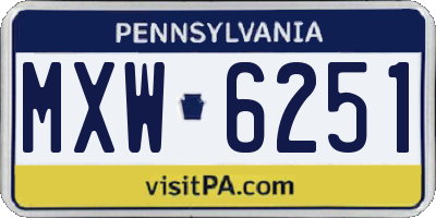 PA license plate MXW6251
