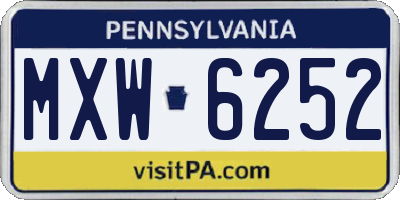 PA license plate MXW6252