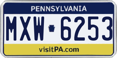 PA license plate MXW6253