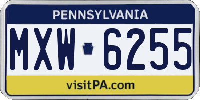 PA license plate MXW6255