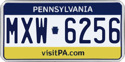 PA license plate MXW6256
