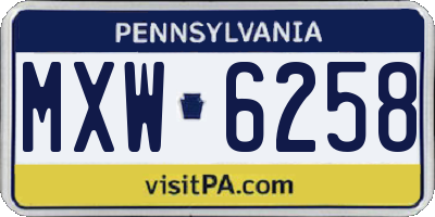 PA license plate MXW6258