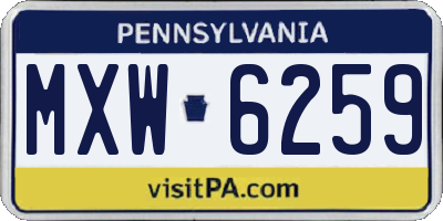 PA license plate MXW6259