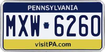 PA license plate MXW6260