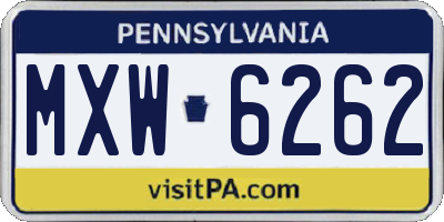 PA license plate MXW6262
