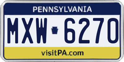 PA license plate MXW6270