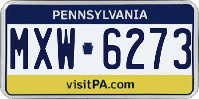 PA license plate MXW6273