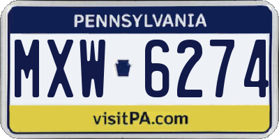 PA license plate MXW6274