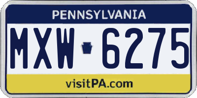 PA license plate MXW6275