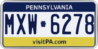 PA license plate MXW6278