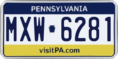 PA license plate MXW6281