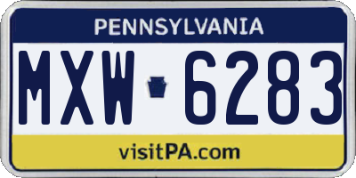 PA license plate MXW6283