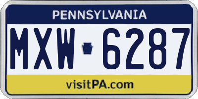 PA license plate MXW6287