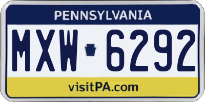 PA license plate MXW6292