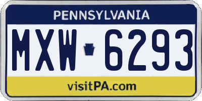 PA license plate MXW6293