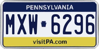 PA license plate MXW6296