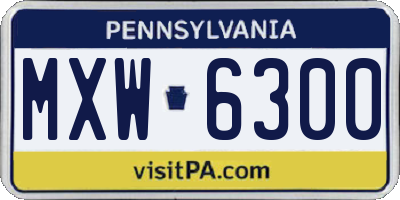 PA license plate MXW6300