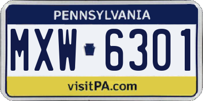 PA license plate MXW6301