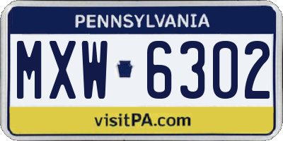 PA license plate MXW6302