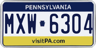 PA license plate MXW6304